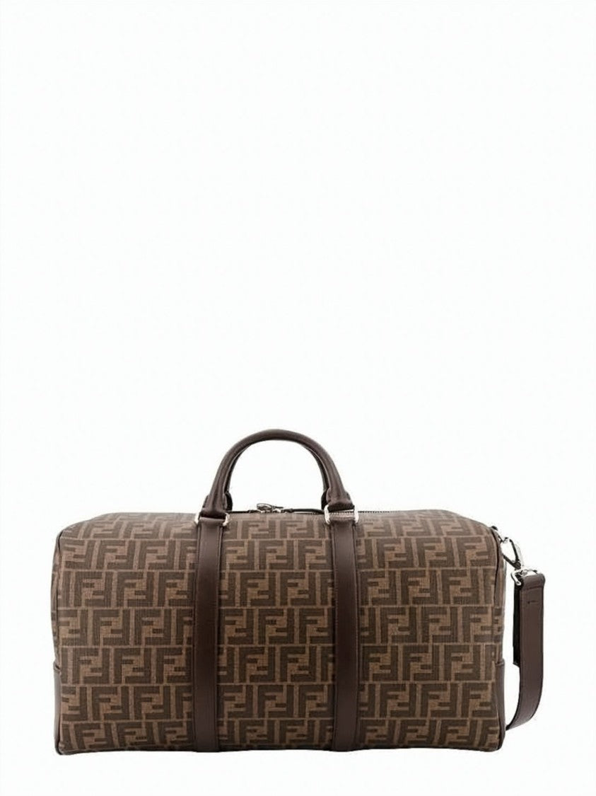 Fendi Cylindrical Duffle Bag With Geometric Monogram Pattern