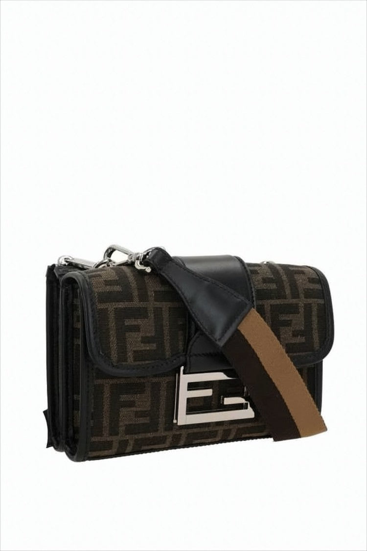 Fendi Rectangular Monogram Crossbody Bag With Silver-Tone Buckle