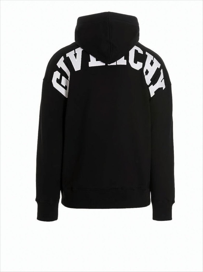 Givenchy Black Cotton Hoodie With Subtle Eiffel Tower Logo