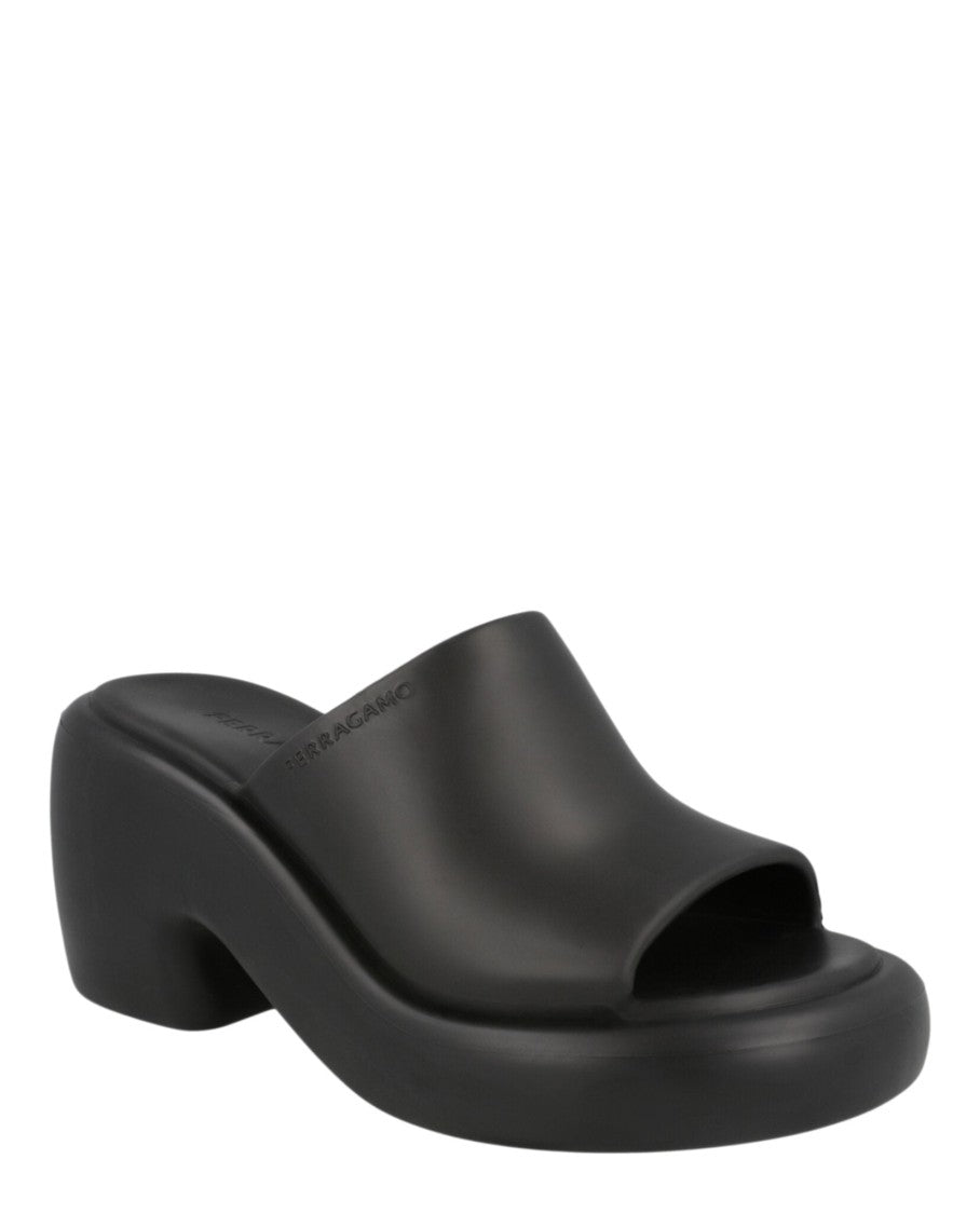 Ferragamo Slide-On Black Rubber Sandals