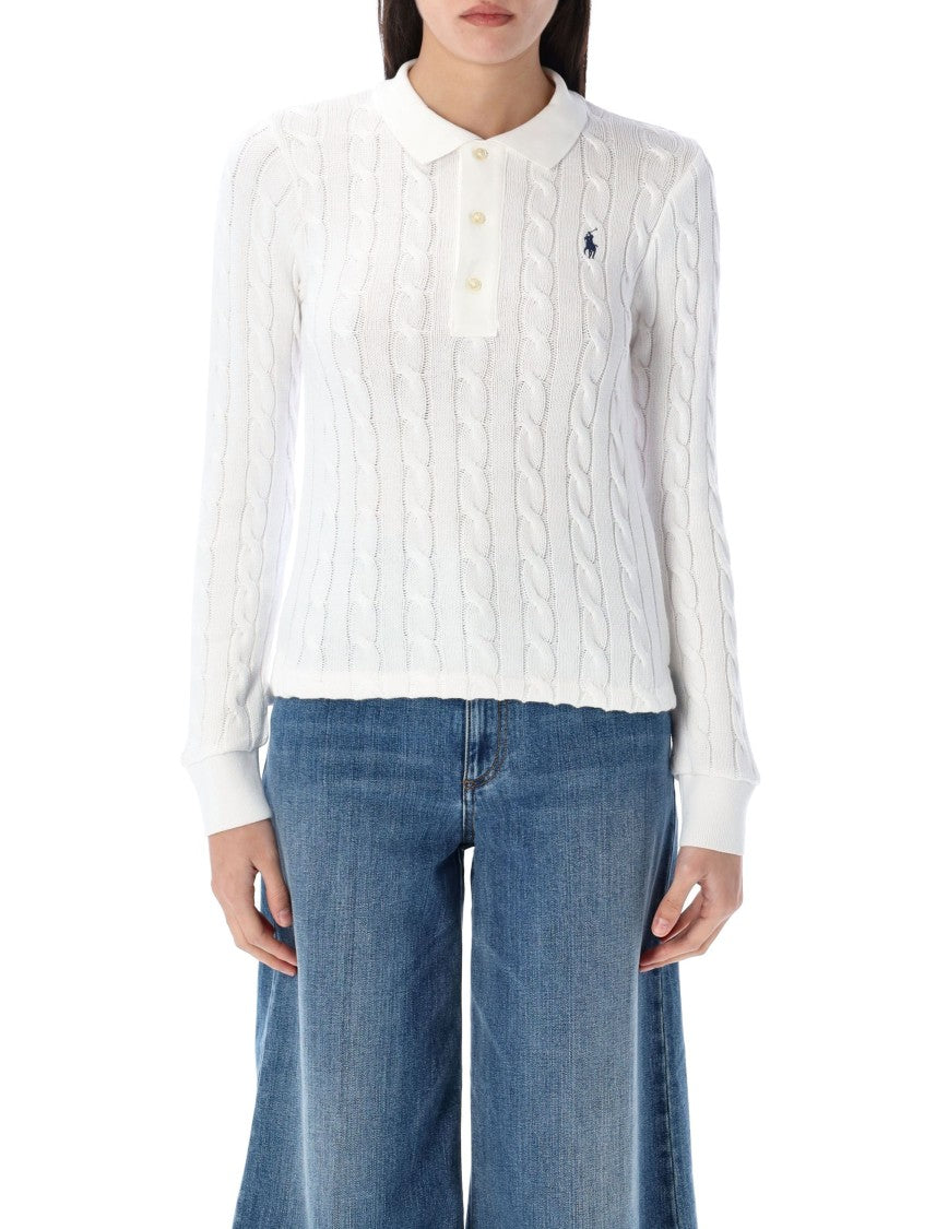 Polo Ralph Lauren Cable Knit Cotton Polo Sweater