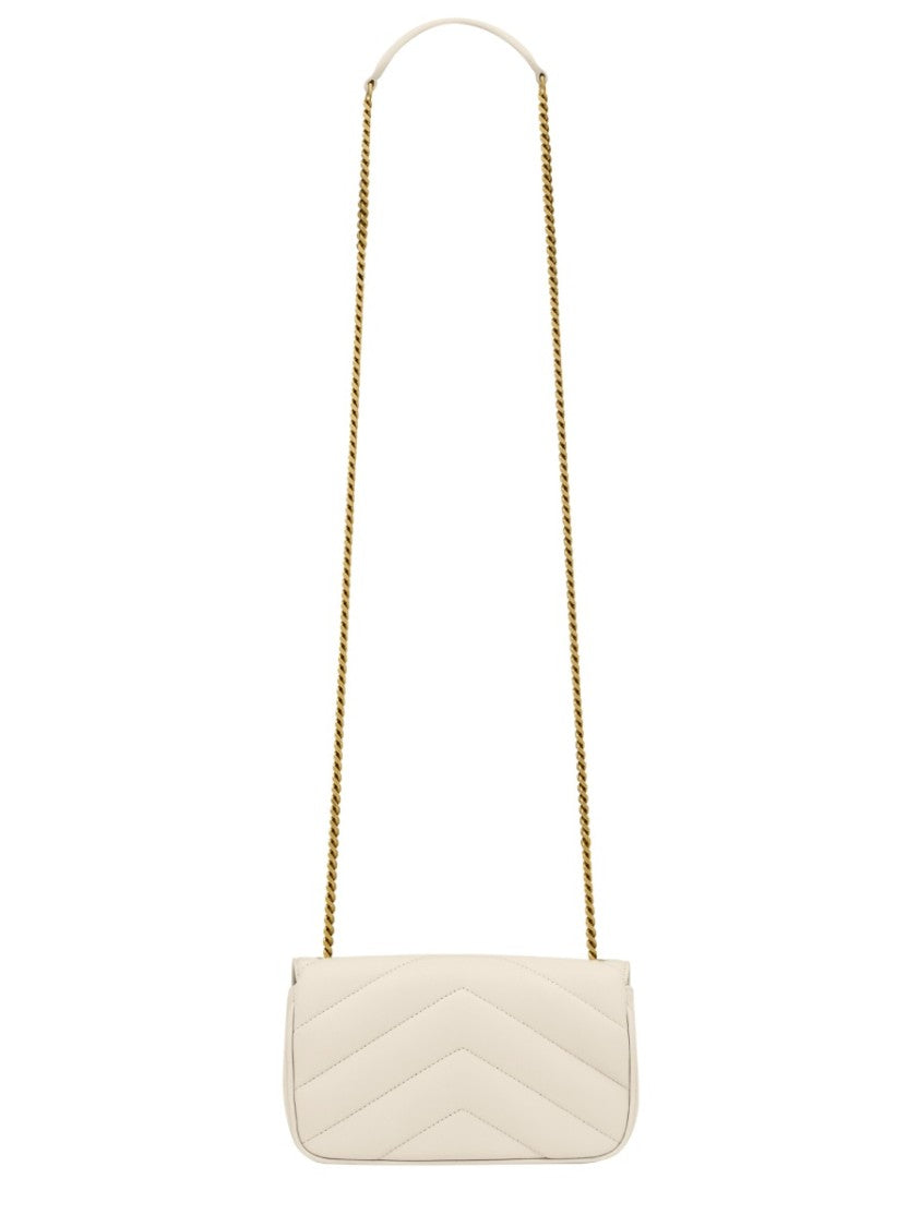 Saint Laurent Chevron Quilted Mini Shoulder Bag With Logo Closure