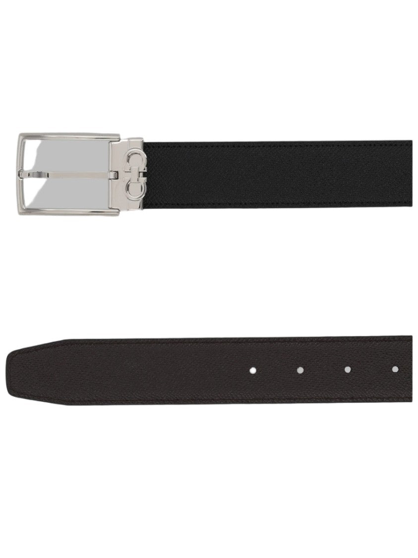 Ferragamo Black Textured Calfskin Belt