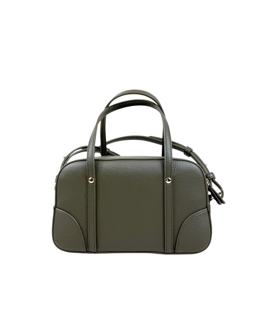 Armani Exchange Polished Grey Synthetic Leather Shoulder Bag