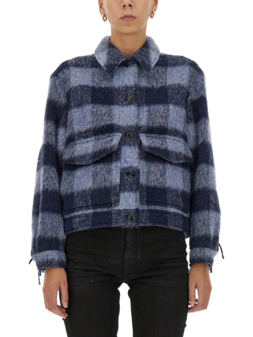 Woolrich Blue Checkered Wool Jacket