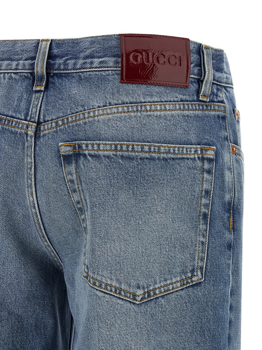 Gucci Faded Blue Washed Denim Straight Leg Jeans