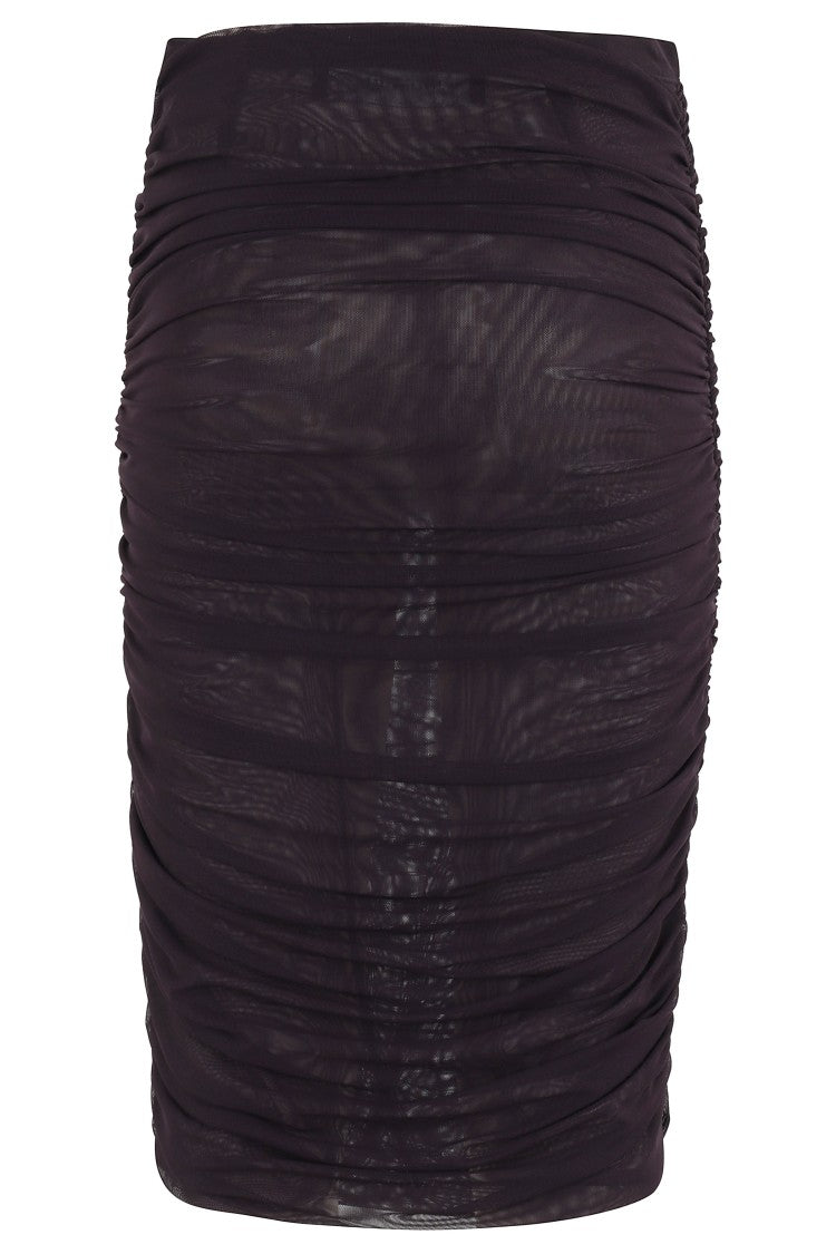 Federica Tosi Draped Tulle Midi Skirt With Side Zipper Closure