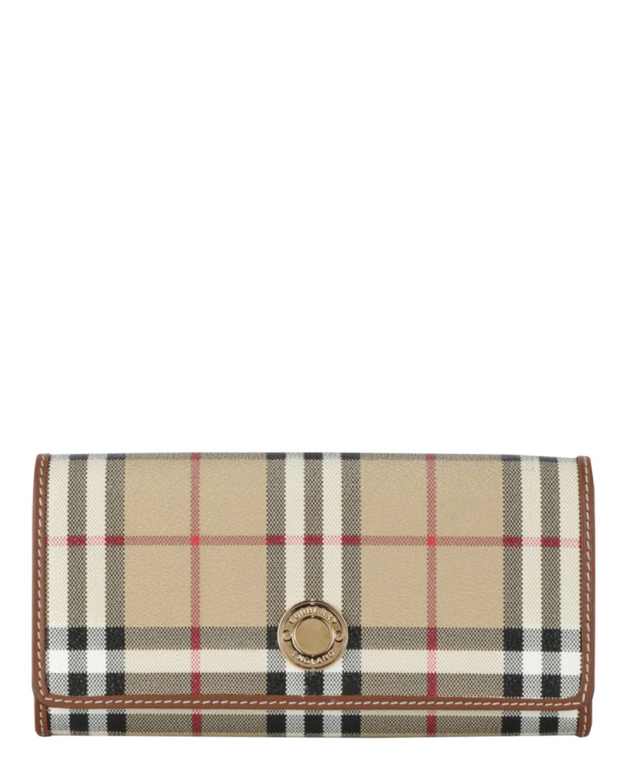 Burberry Checked Saffiano Leather Wallet With Gold-Tone Hardware