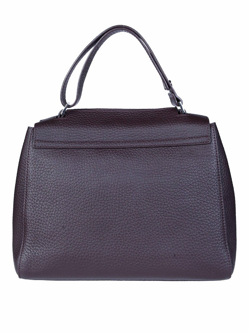 Orciani Medium Structured Textured Leather Shoulder Bag