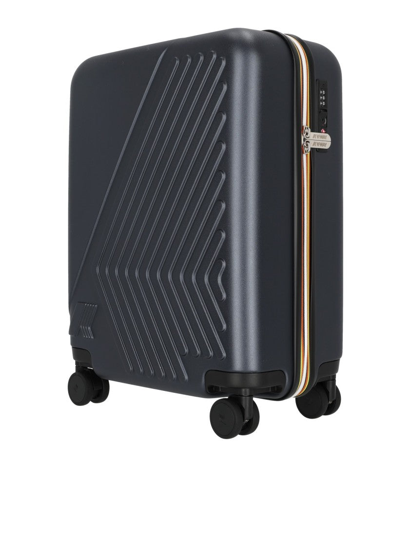 K-Way Compact Hard-Shell Trolley Case With Geometric Embossed Pattern