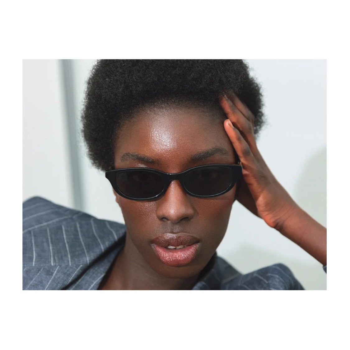 L.G.R. Sleek Black Acetate Sunglasses With Flat Grey Lenses