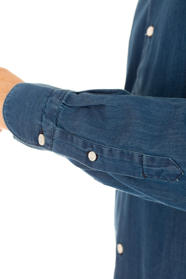 Finamore Twill Denim Tailored Shirt Milano Line