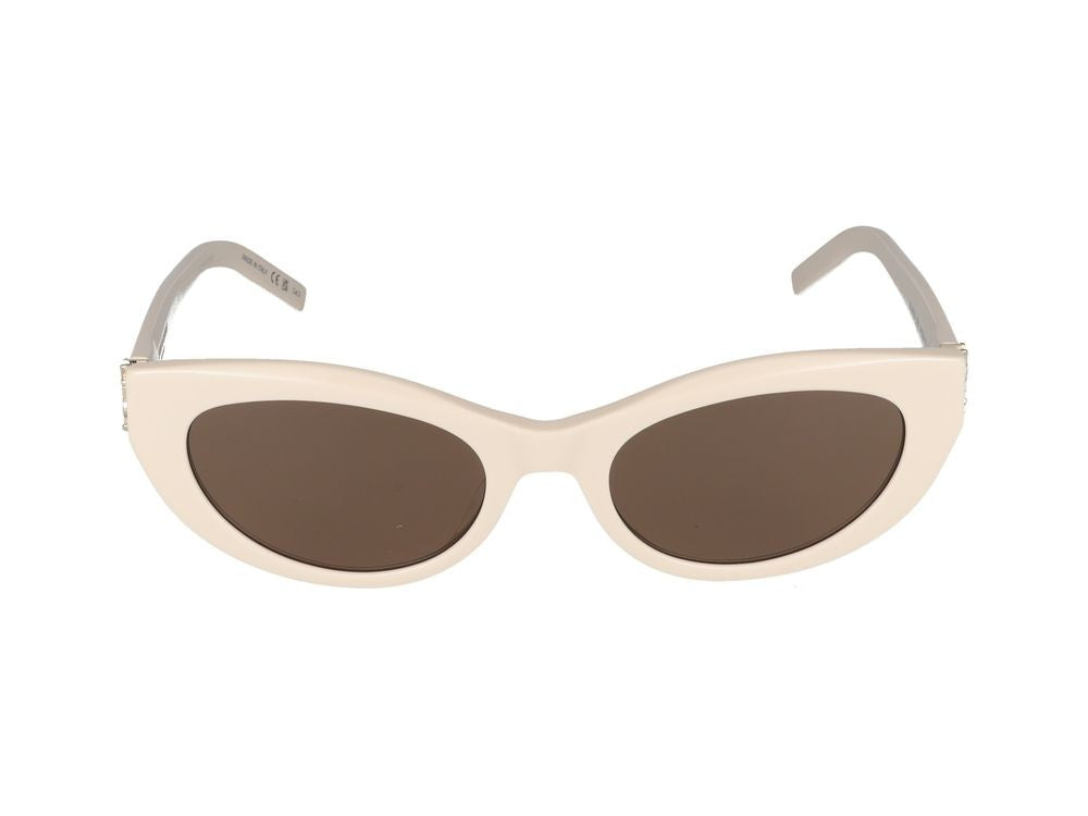 Saint Laurent Ivory Glossy Acetate Cat-Eye Sunglasses