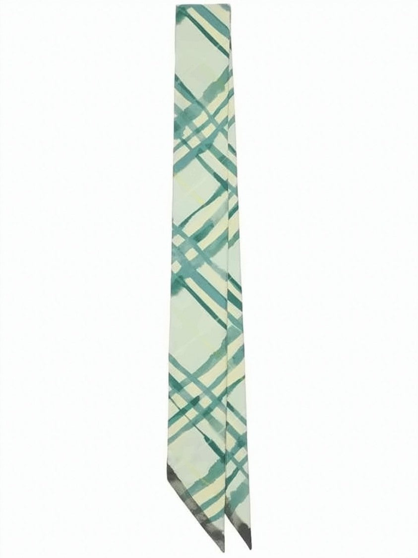 Burberry Silk Scarf With Abstract Plaid Pattern