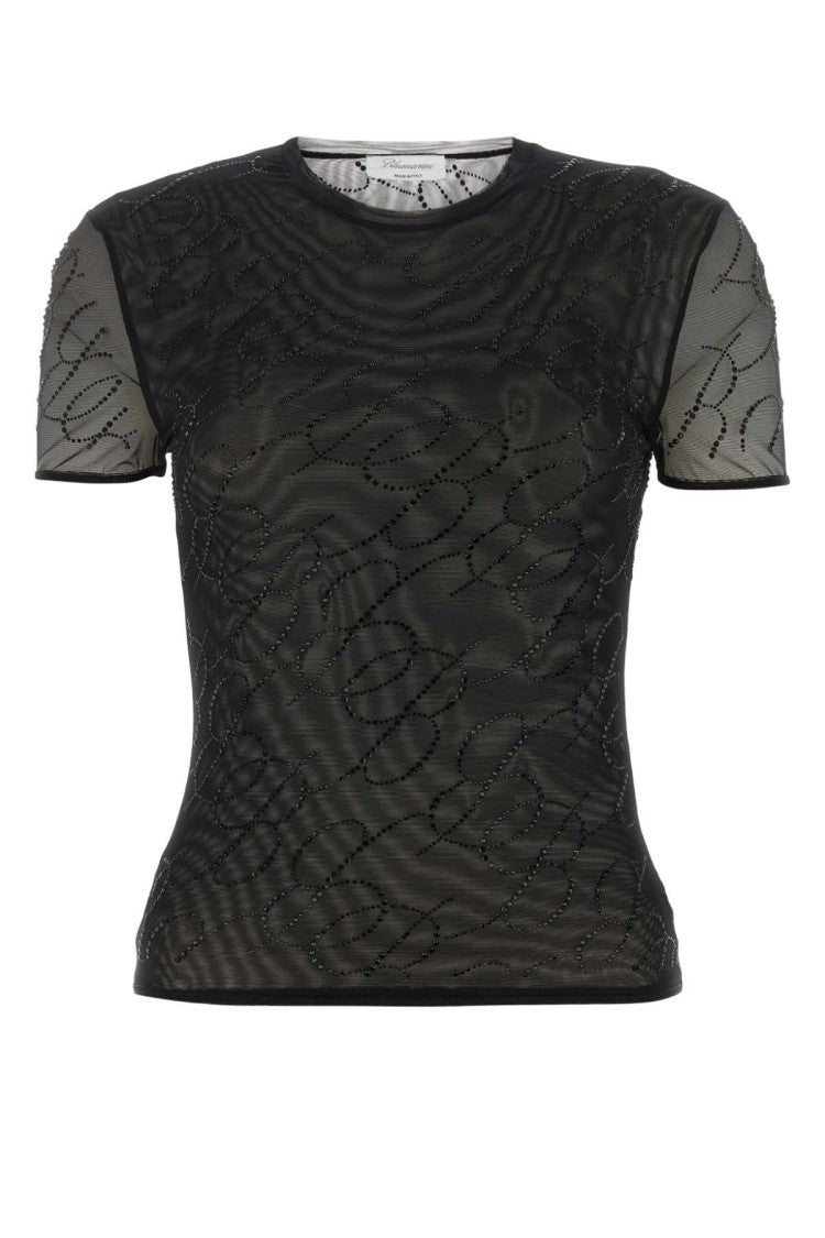 Blumarine Embellished Stretch Nylon T-Shirt