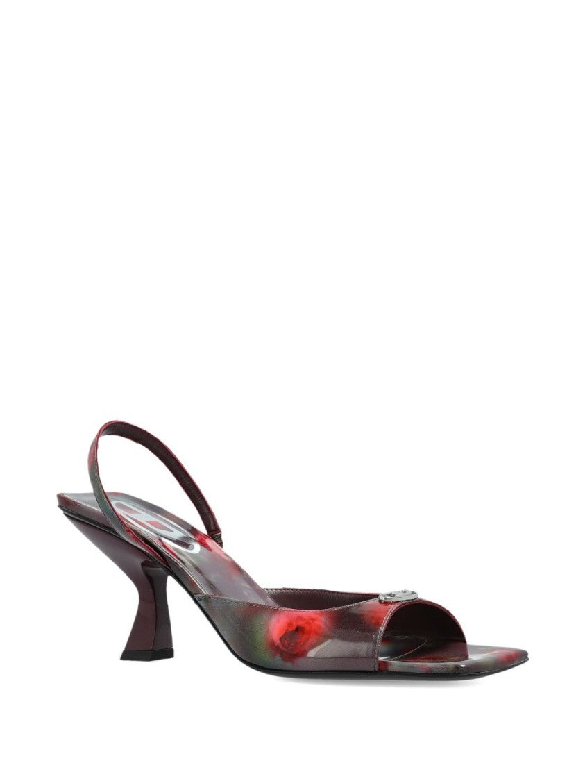 Diesel Multicolour Dark Red Floral Sculptured Sandals