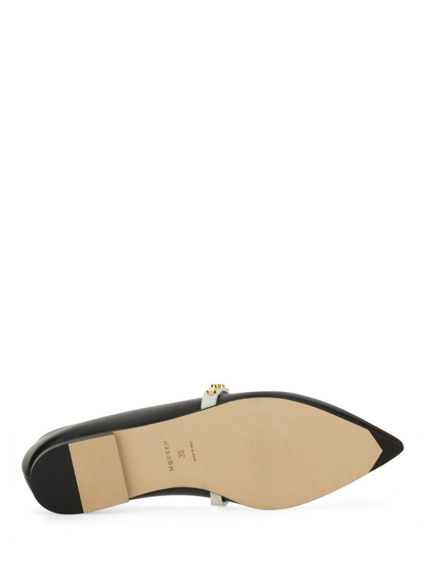 Alexander Mcqueen Leather Ballerina Flats With Pointed Toe