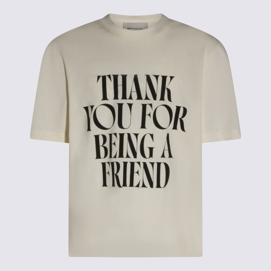 Ami Paris Off White Cotton Logo T-Shirt