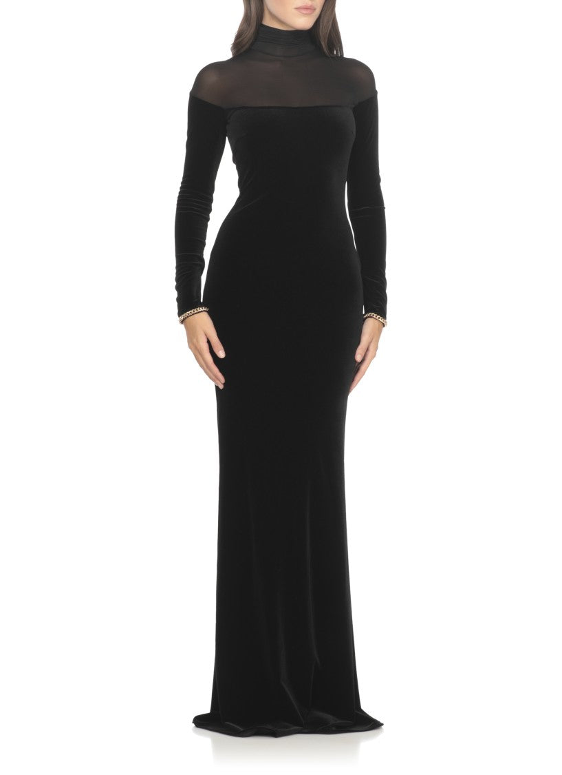 Elisabetta Franchi Velved And Jersey Red Carpet Dress