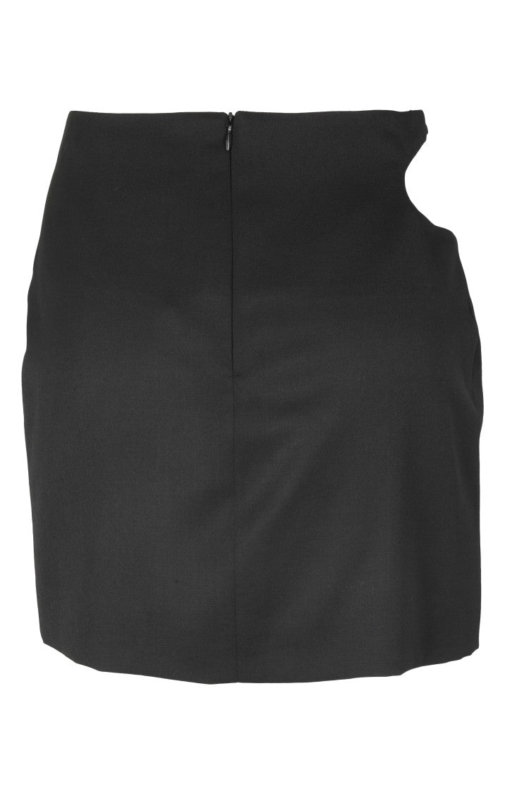 Low Classic Asymmetrical Cut-Out Mini Skirt In Wool