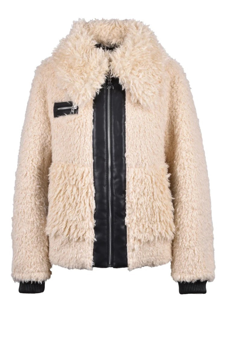Patrizia Pepe Teddy Jacket - White/Black