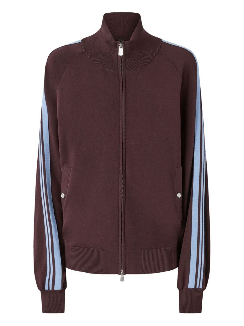 Pinko Burgundy Zip-Up Jacket With Light Blue Stripes