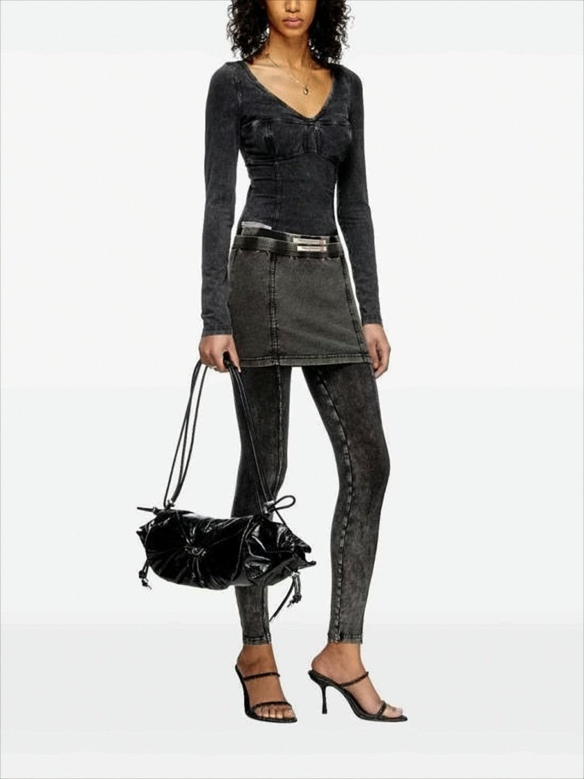 Diesel Deep V-Neck Fitted Long-Sleeve Top