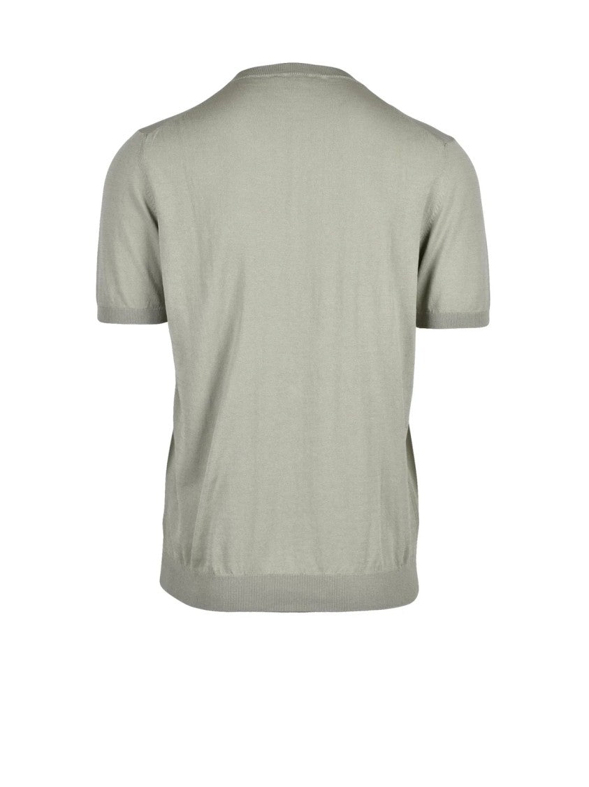 Bellwood Sage Green Crew Neck Cotton Knit Top