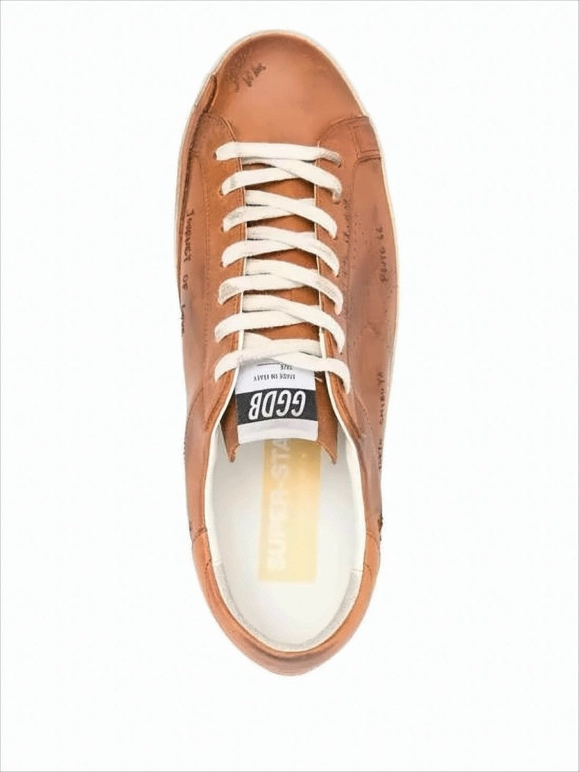 Golden Goose Low-Top Brown Leather Sneakers With Vintage Finish