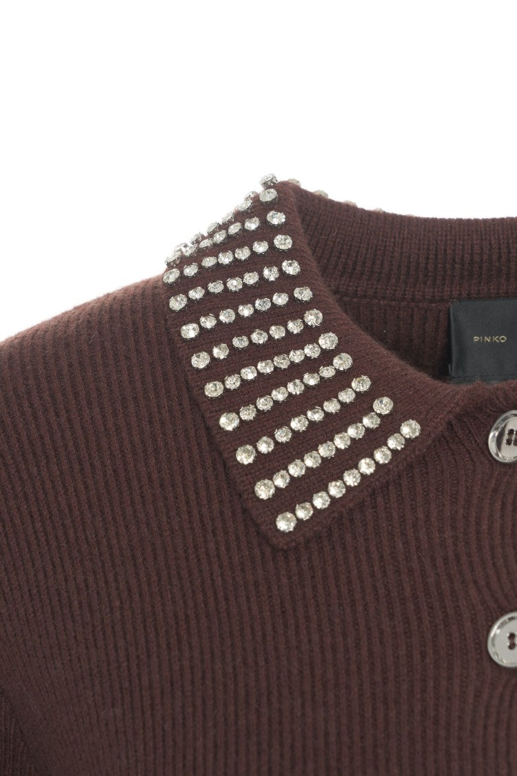 Pinko Knitted Pullover With Rhinestone Applications