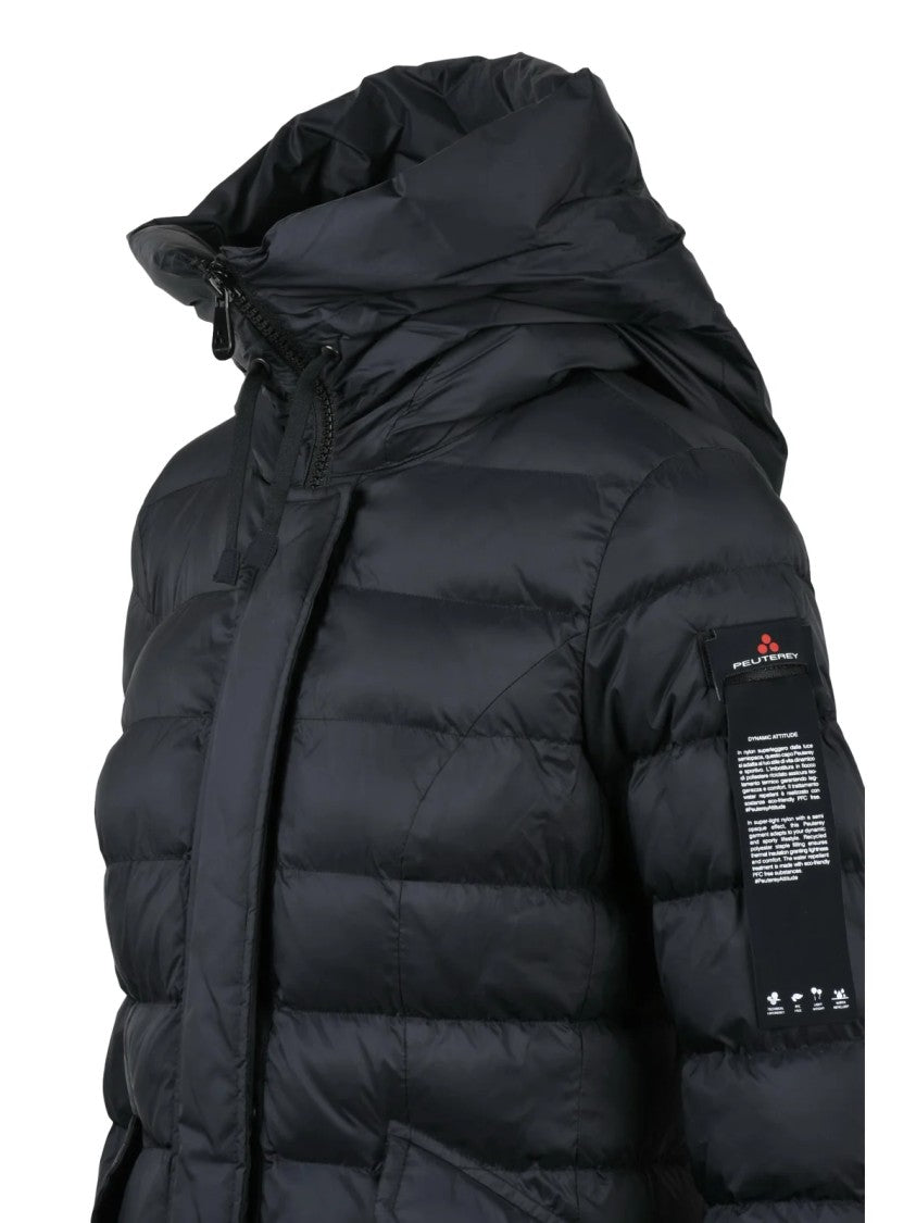 Peuterey Black Flatex Hooded Down Jacket