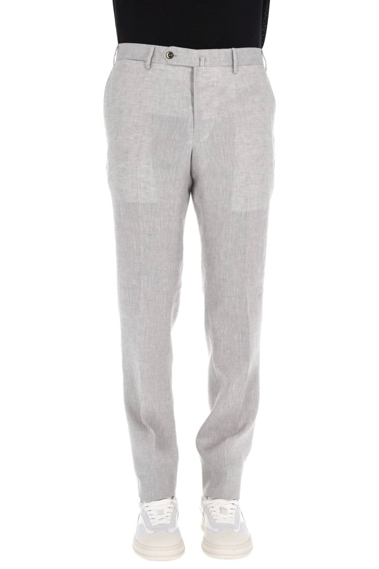 Pt Torino Slim Fit Pure Linen Trousers
