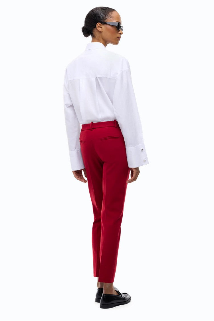 Pinko Burgundy Viscose-Blend Slim Pants