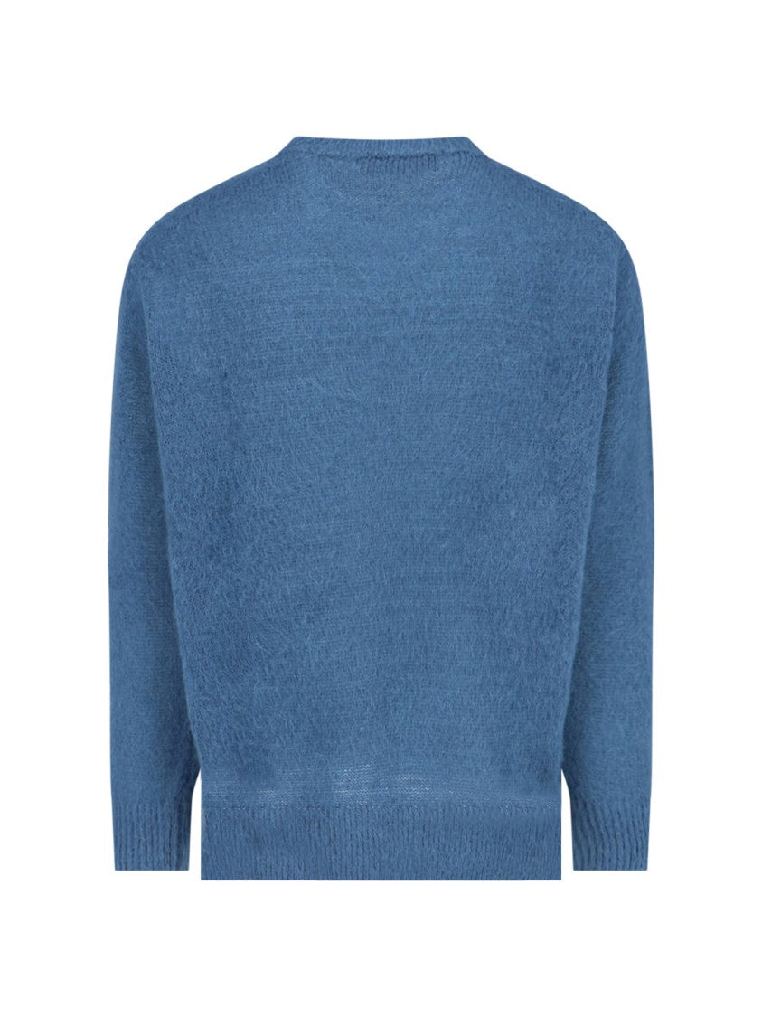 Y/Project Logo Sweater In Blue Mohair Blend Knitted