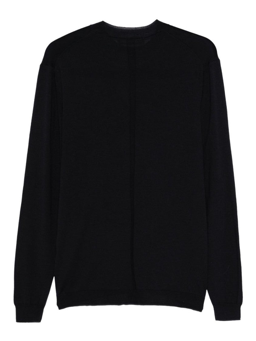 Low Brand Navy Blue Crewneck Sweater In Extra-Fine Merino Wool