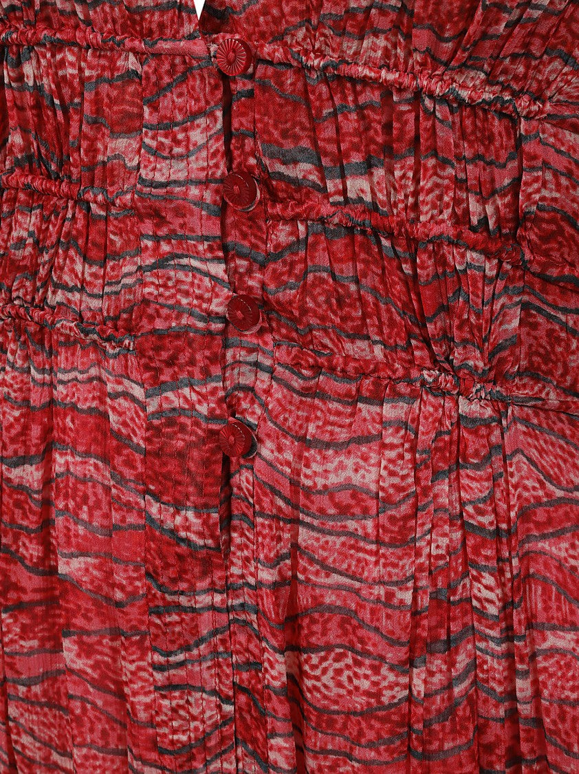 Isabel Marant Étoile Deep V-Neck Midi Dress With Lace-Up Details