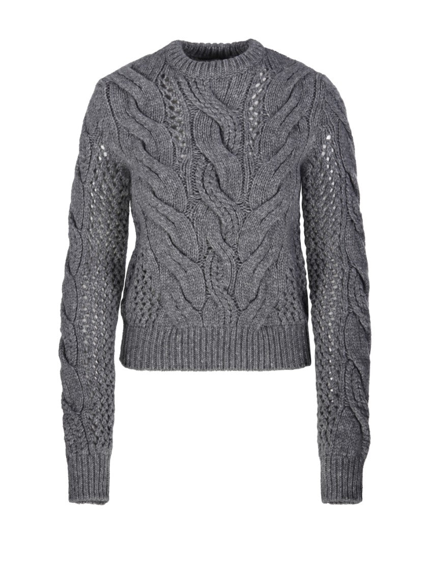 Max Mara Textured Cable Knit Sweater With Cropped Silhouette