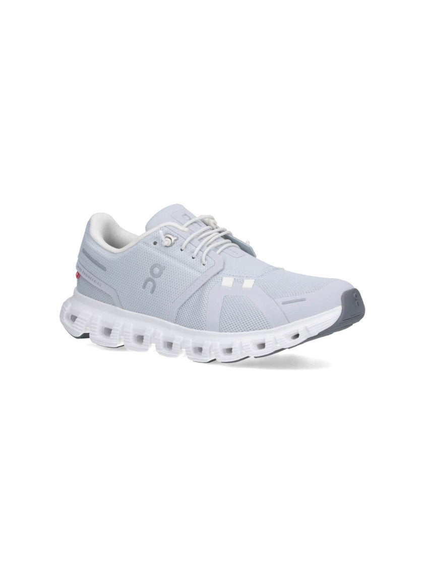 On Lace-Up Grey Fabric Sneakers With Textured Sole