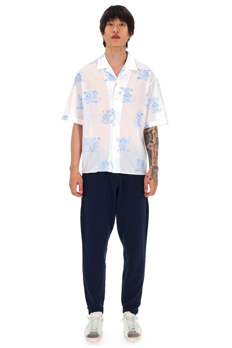 Kenzo Cartoon Hawaiian Embroidered Cotton Casual Shirt