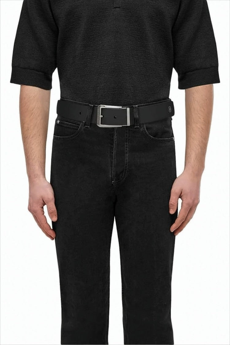 Salvatore Ferragamo Calfskin Leather Belt With Rectangular Matte Buckle