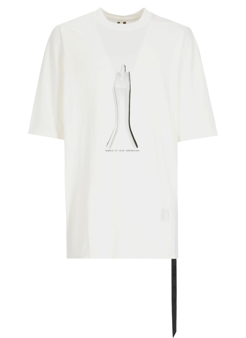Drkshdw By Rick Owens White Jumbo Printed Cotton T-Shirt