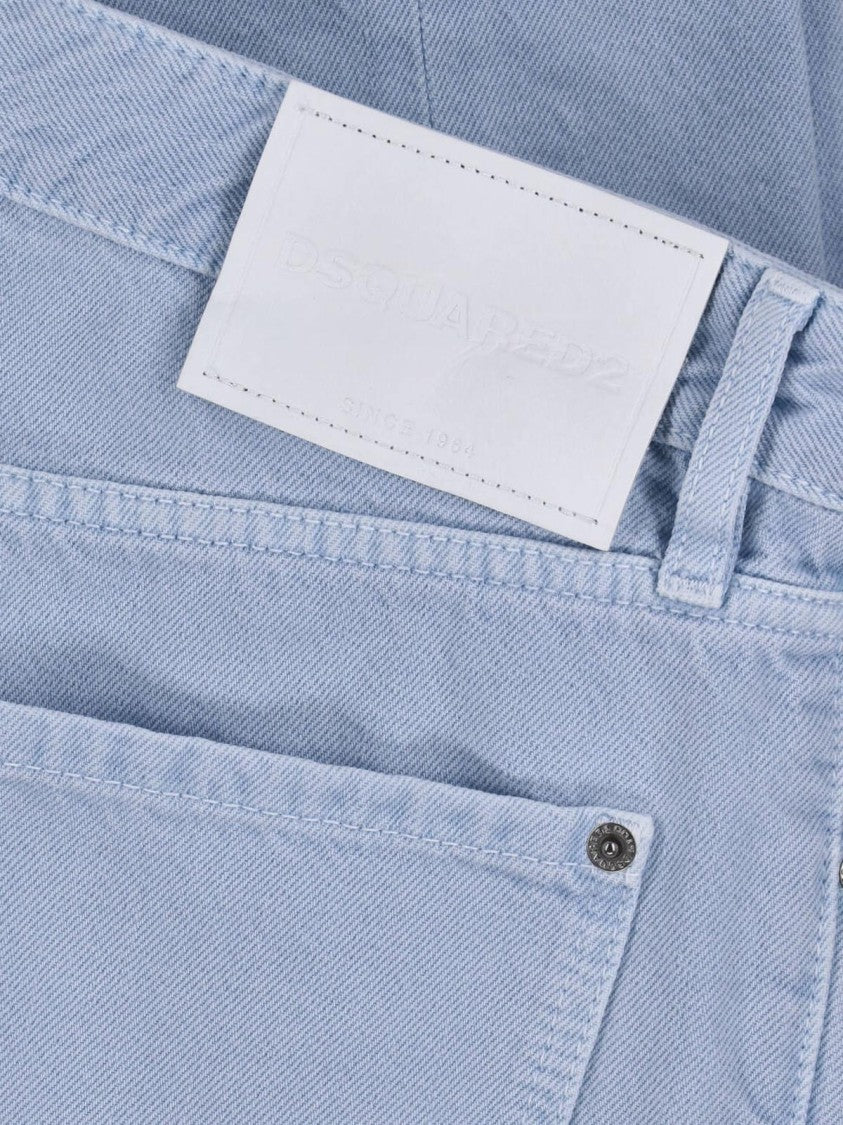 Dsquared2 Light Blue Straight-Leg Cotton Denim Jeans