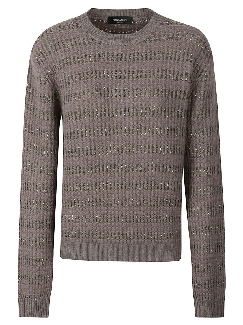 Fabiana Filippi Textured Knit Sweater With Shiny Sequin Detail