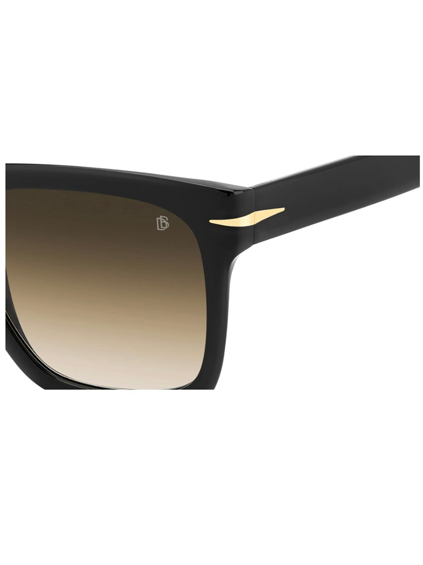 David Beckham Bold Rectangular Frame Sunglasses With Gold Accents