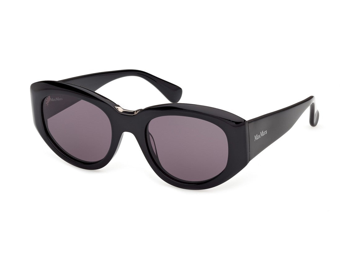 Max Mara Glossy Black Mm0198 Oversized Cat-Eye Acetate Sunglasses