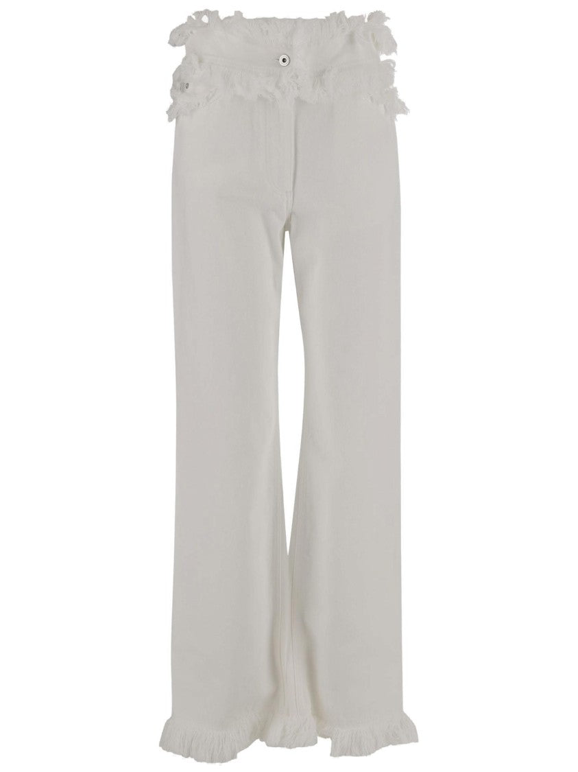 Salvatore Ferragamo Frayed Cotton Trousers