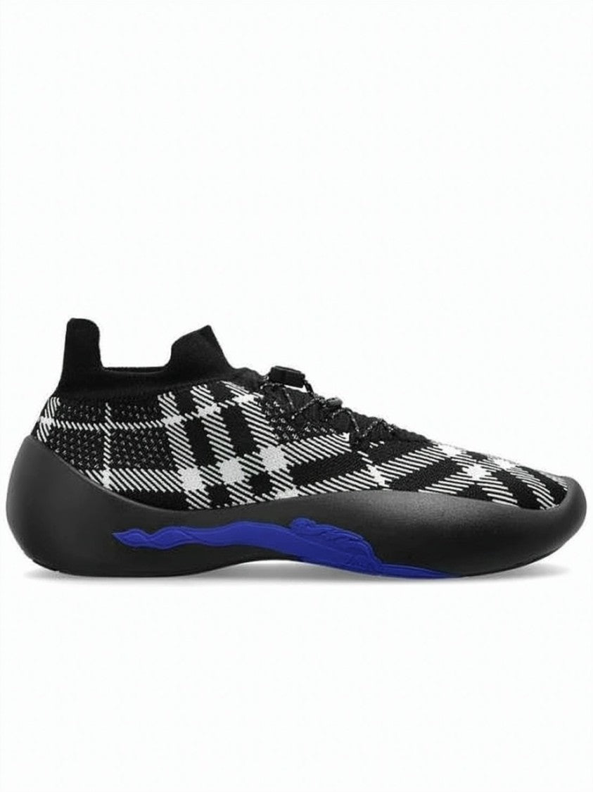 Burberry Checkered Knit Sneakers With Sock-Like Fit