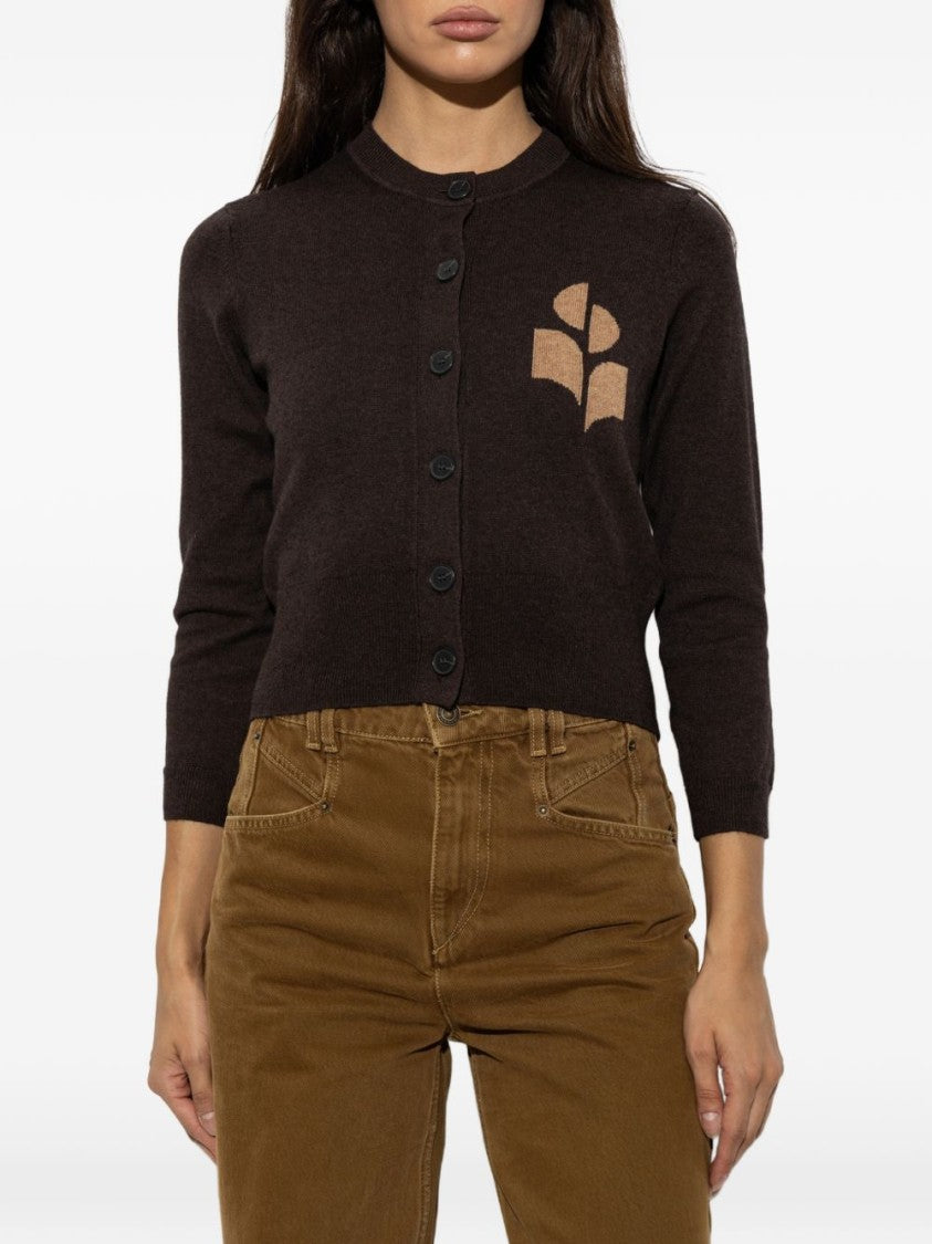 Isabel Marant Étoile Cropped Sweater With Button-Up Front And Abstract Emblem