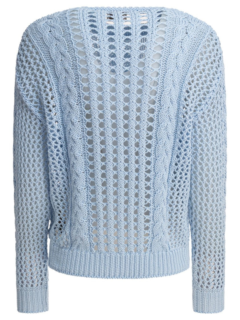 Rakki' Intricately Textured Light Blue Knit Sweater