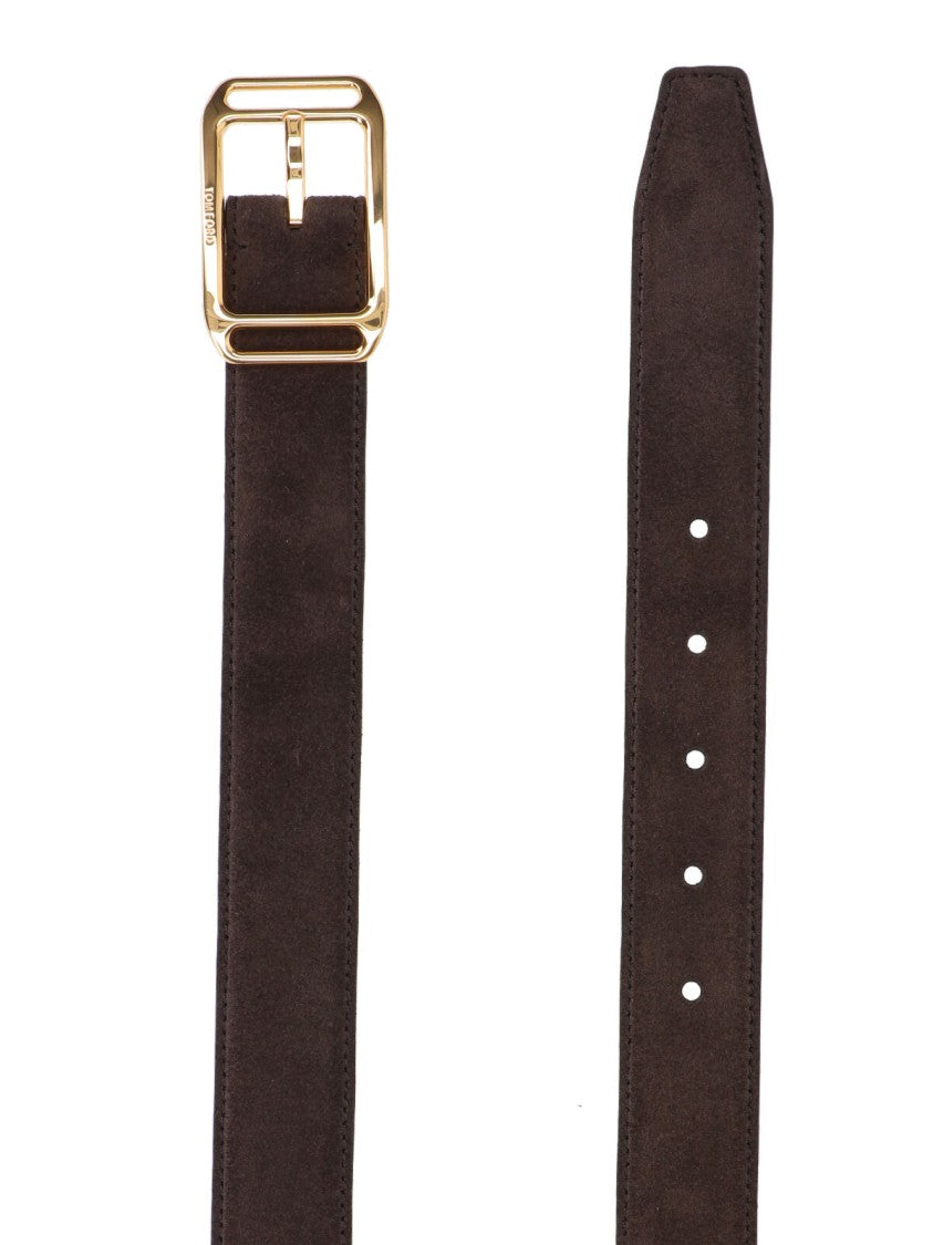 Tom Ford Rich Brown Suede Belt